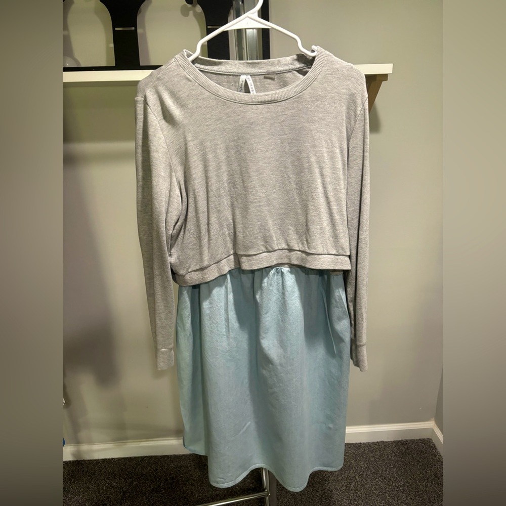 Seraphine Cotton Maternity & Nursing Dress with Sweatshirt Top. Two piece set